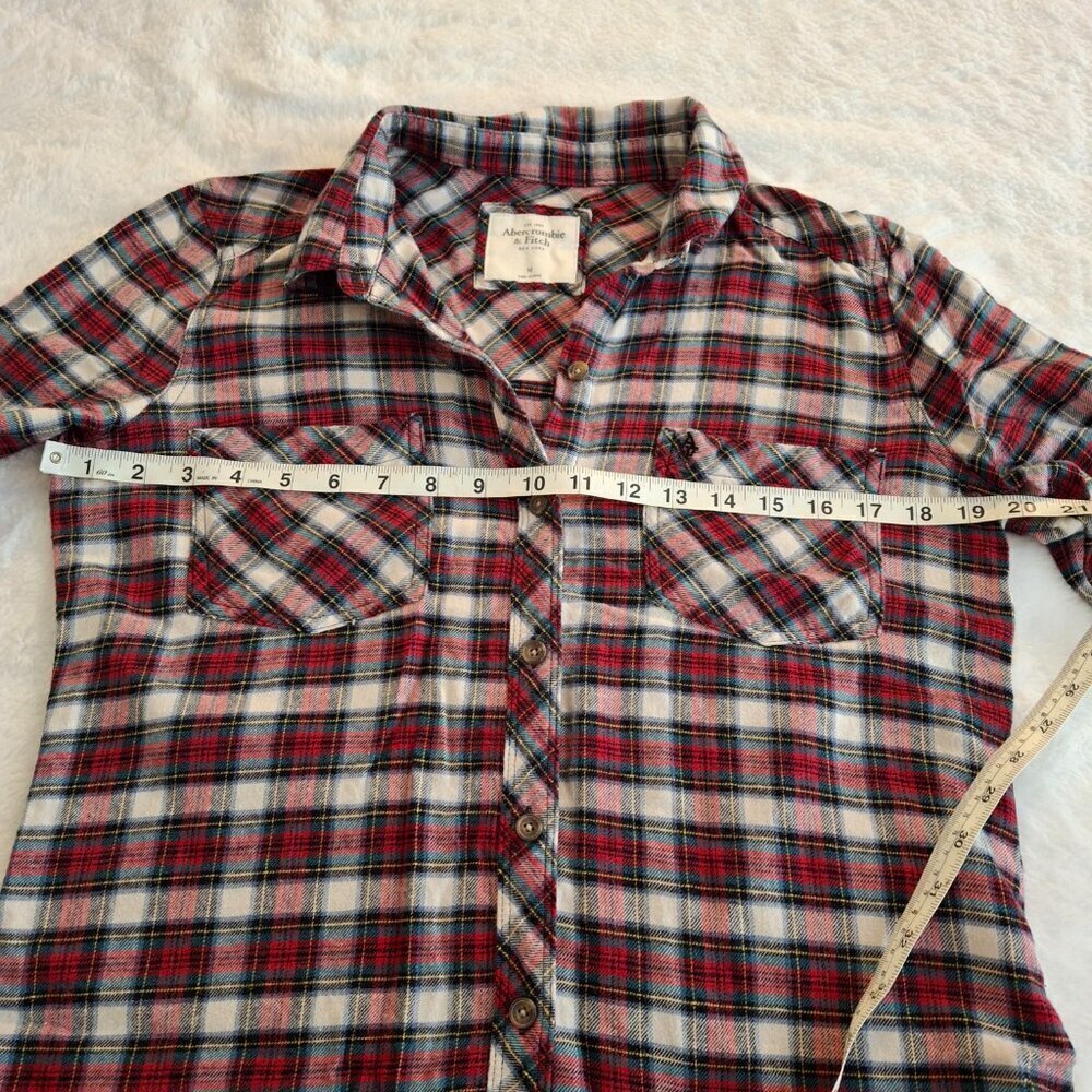 Abercrombie & Fitch Plaid Shirt Butyon Down Sz M Flannel Western Cowgirl Preppy - Picture 12 of 15